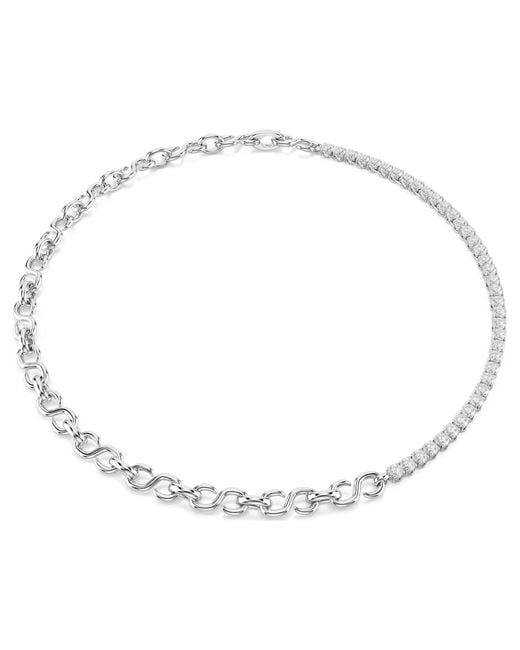 Swarovski Metallic Matrix S-Shape Rhodium Plated Necklace for men