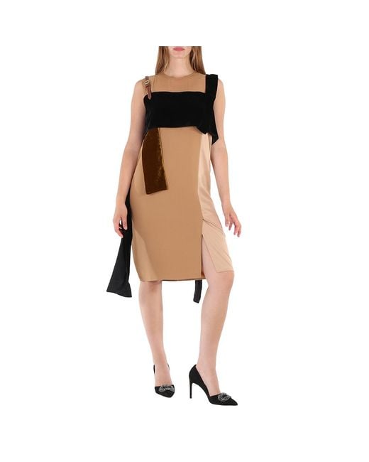 Burberry Natural Silk And Velvet Strap Detail Dress, Brand Size 6 (Us