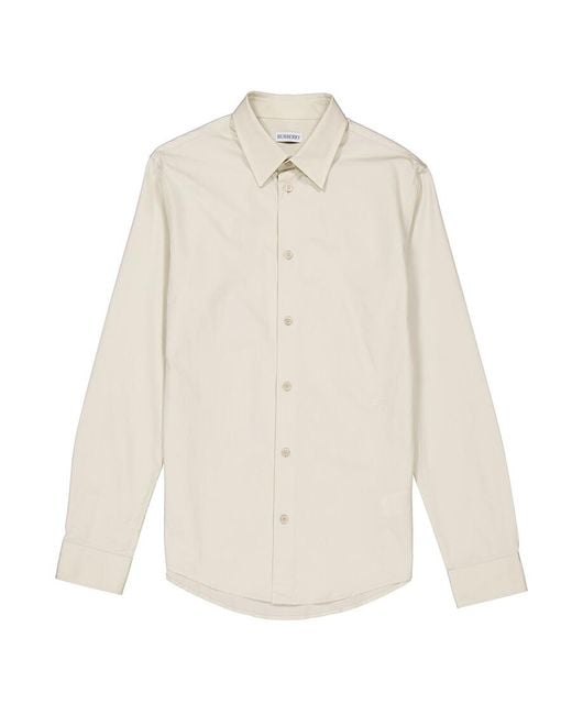 Burberry Natural Ekd Logo Cotton Long-Sleeve Shirt, Brand Size 40 (Neck for men