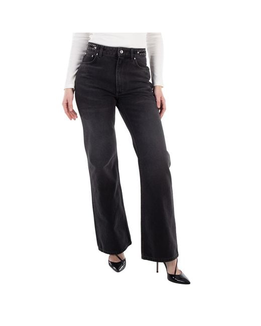 Rabanne Blue Paco High-Waist Straight Leg Pants