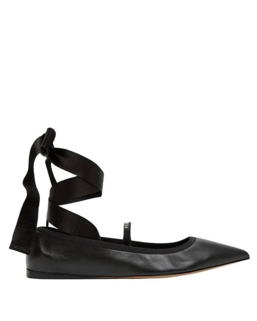 Ferragamo Black Ferragamo Ankle Ribbon Ballet Flats