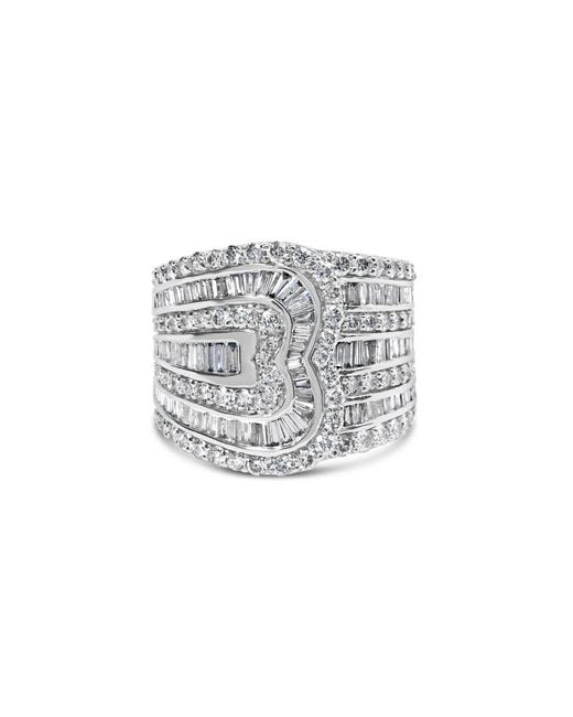 Haus of Brilliance White 10K 2 1/2 Cttw Round And Baguette-Cut Diamond Multi-Row Bypass Ring (J-K Color, I2-I3 Clarity)