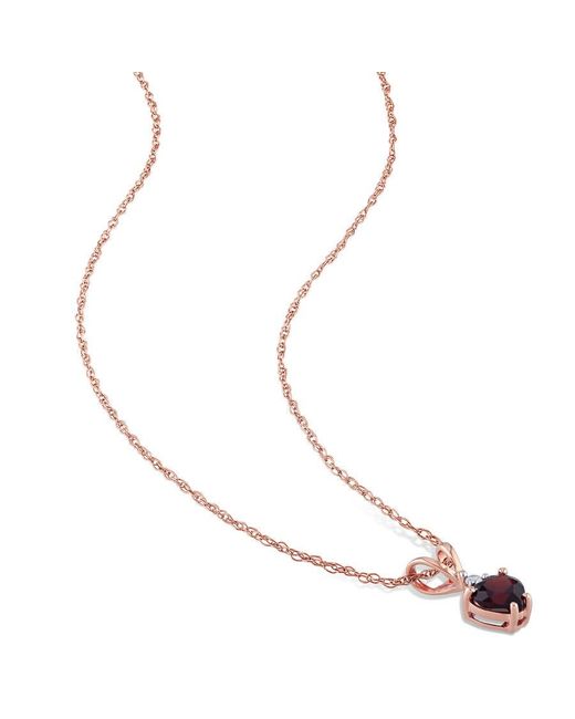 Amour Metallic Heart Shaped Garnet And Diamond Pendant With Chain for men