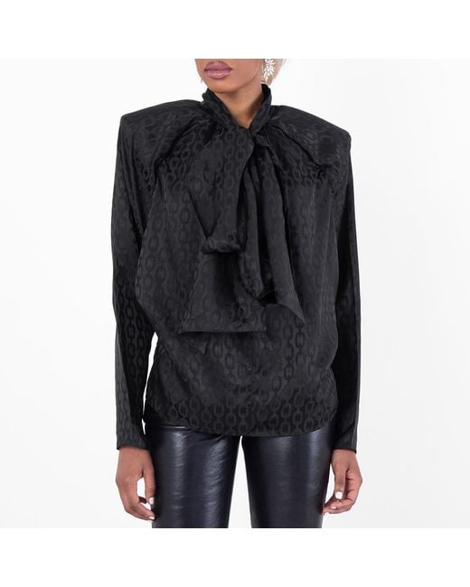 Anine Bing Black Rachel Silk-Rayon Blend Top