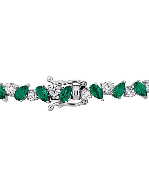 Created Forever Green 6 2/5Ct Tgw Created Emerald And 2 7/8Ct Tw Lab-Grown Diamond Bracelet