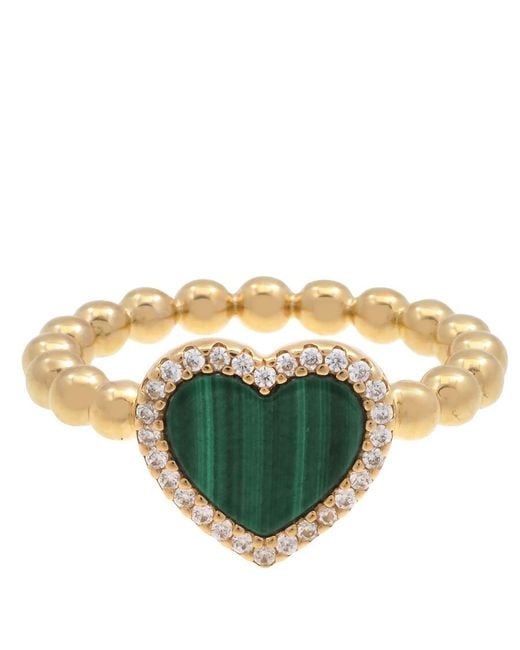 Apm Monaco Green Beads Heart Ring