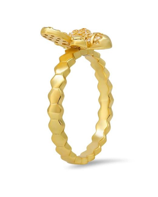 Kylie Harper Yellow 14K Over Cubic Zirconia Cz Bumble Bee Ring