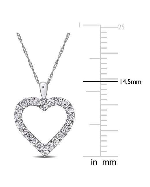 Created Forever Metallic 1Ct Tw Lab-Grown Diamond Open Heart Pendant With Chain