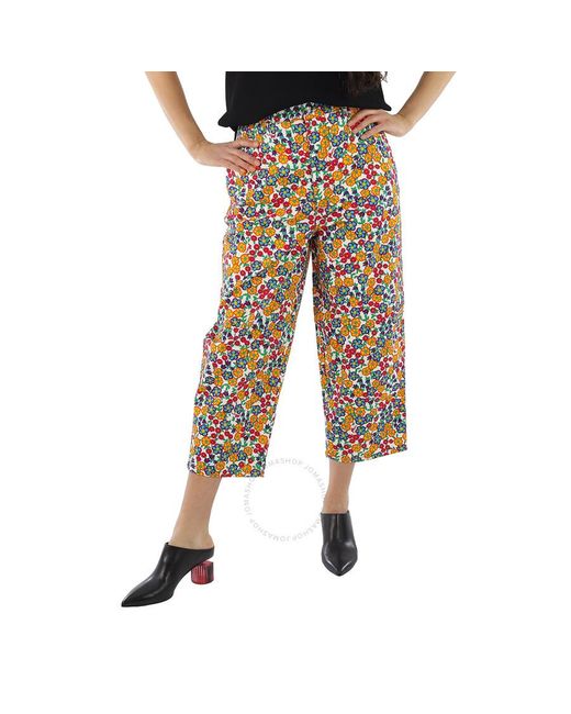 Marni Black Multicolour Cropped Floral Trousers