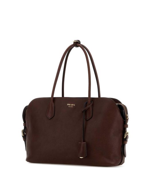 Prada Brown Chocolate Leather Large Shopping Bag