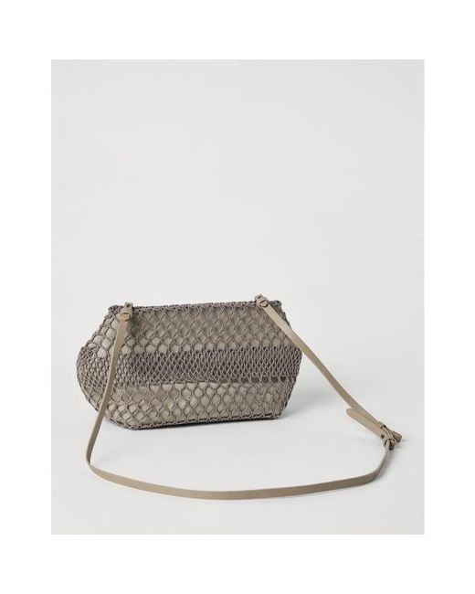 Brunello Cucinelli Gray Netted Clutch Bag