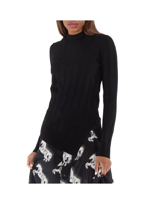 Stella McCartney Black Ladies Asymmetric-Hem Knit Jumper