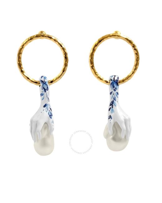 Burberry Metallic Hand Faux-pearl Detail Earrings