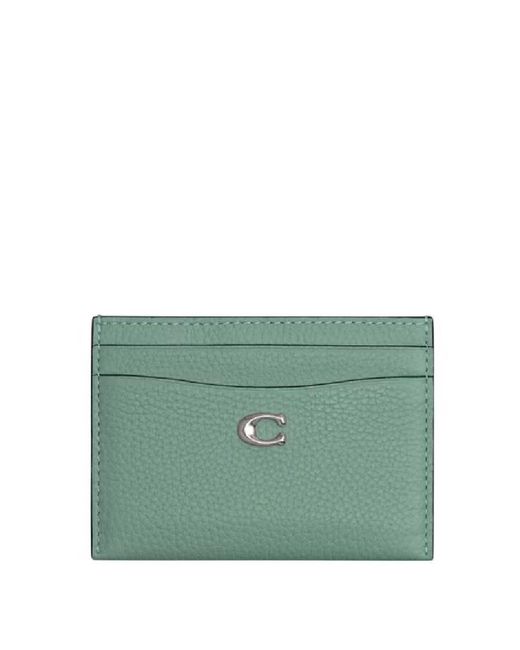 COACH Green Signature Leather Card Case