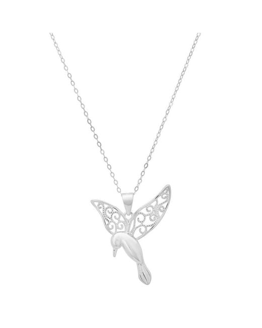 Kylie Harper Metallic Sterling Vintage Filigree Hummingbird Pendant Necklace