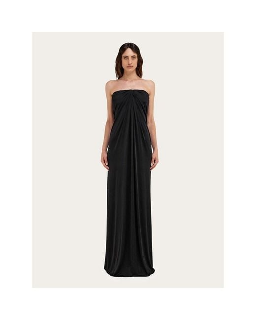 Ferragamo Black Draped Strapless Dress, Brand Size 44 (Us