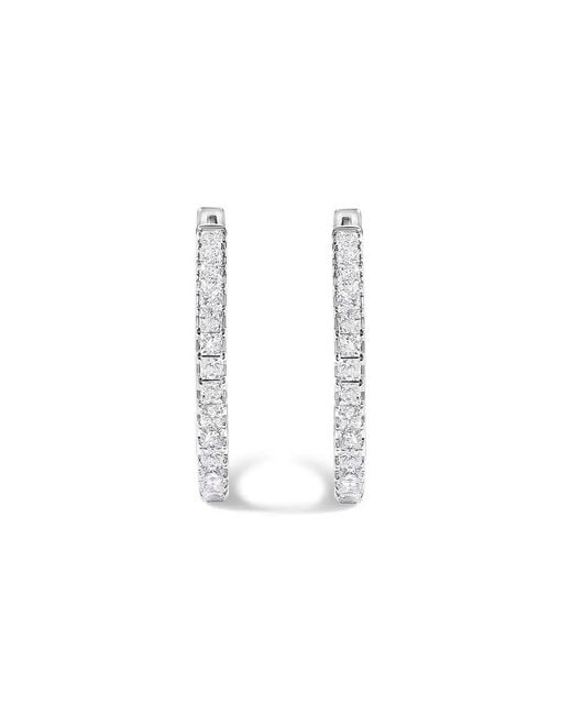 Haus of Brilliance Metallic 14K 3.00 Cttw Princess Diamond Inside Out Hoop Earrings