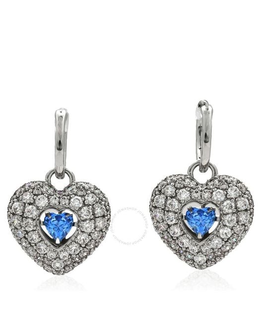 Swarovski Blue Rhodium Plated Idyllia Heart Drop Earrings