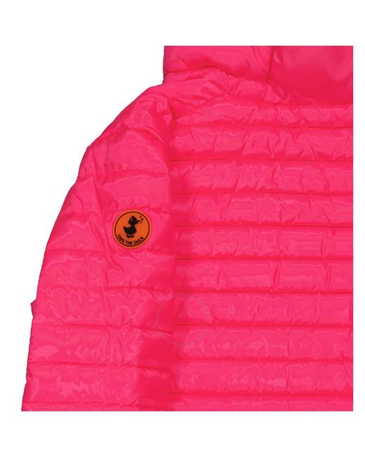 Save The Duck Pink Girls Fluo Katie Hooded Puffer Jacket