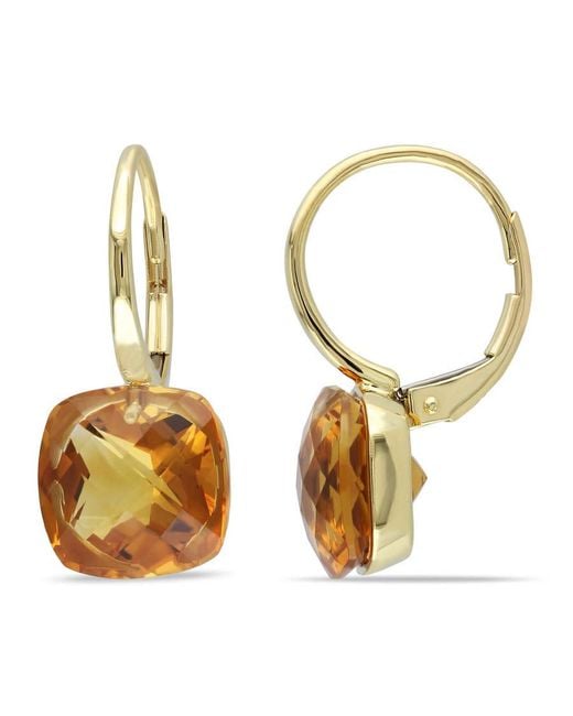 Amour Metallic 8 1/2 Ct Tgw Cushion Cut Checkerboard Madeira Citrine Leverback Earrings