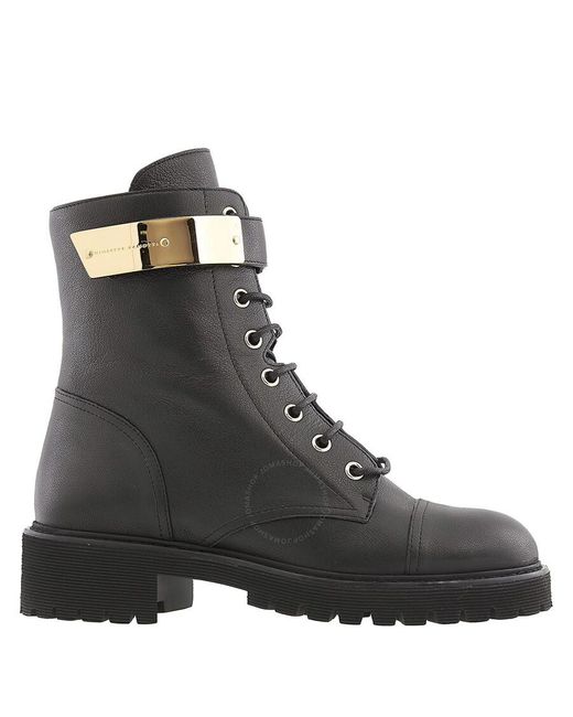 Giuseppe Zanotti Black Leather Combat Boots