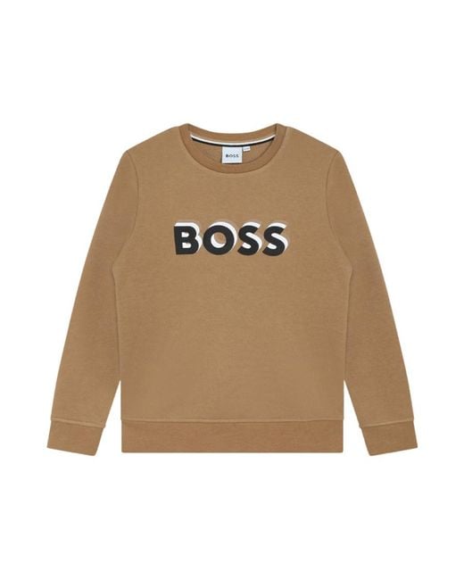 Boss Natural Boys Logo-Print Crewneck Sweatshirt, Size 8Y for men