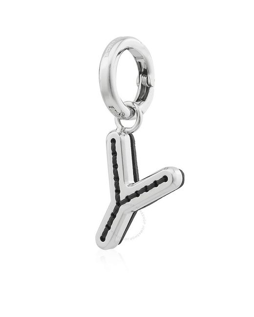 Burberry White Leather-topstitched 'y' Alphabet Charm