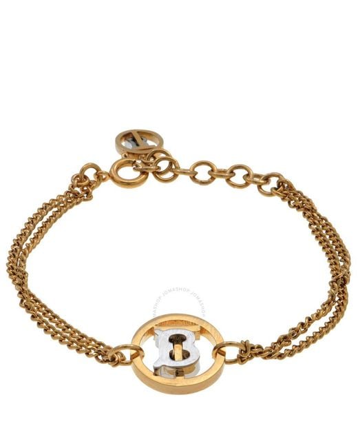Burberry Metallic Tb Monogram Double-Chain Bracelet