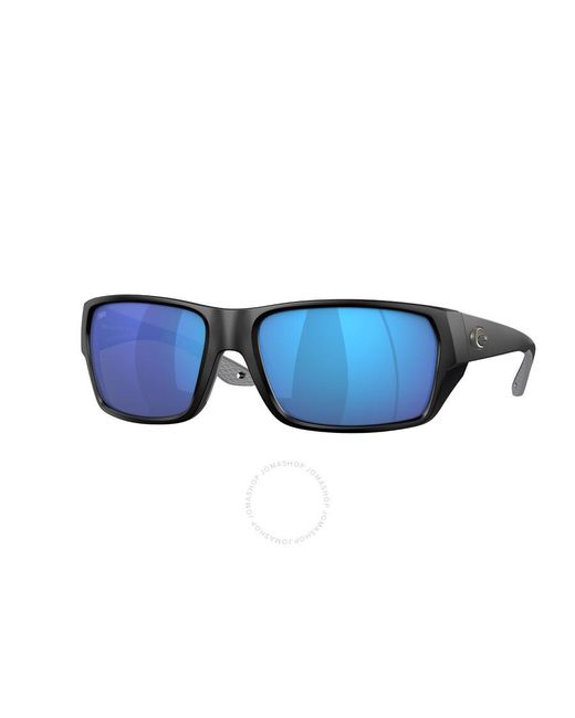 Costa Del Mar Tailfin Blue Mirror Polarized Glass Rectangular Sunglasses 6s9113 911302 60 for men