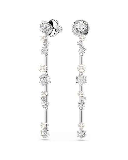 Swarovski White Constella Crystal Pearl Drop Earrings