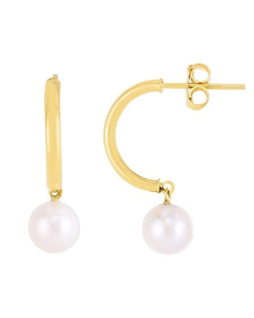 Tresorra Metallic 14K Pearl Half-Hoop Earrings