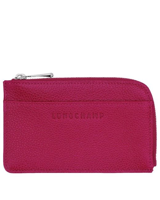 Longchamp Purple Le Foulonne Leather Card Holder