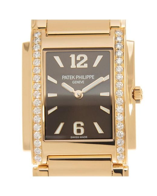 Patek Philippe Metallic Twenty-4 Quartz Diamond Brown Dial Watch