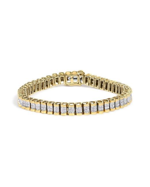 Haus of Brilliance Metallic 14K 3.0 Cttw Princess Cut Quad Invisible Set Tennis Bracelet (H-I Color, Si1-Si2 Clarity)