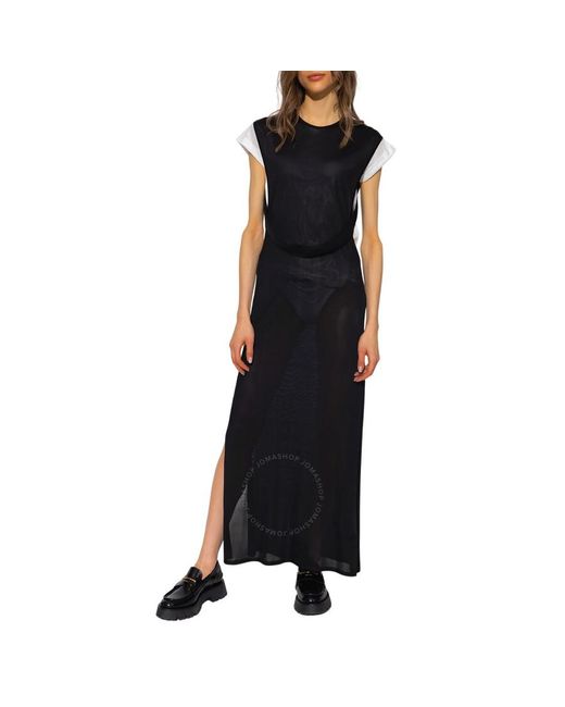 Burberry Black Side-slit Sheer Maxi Dress