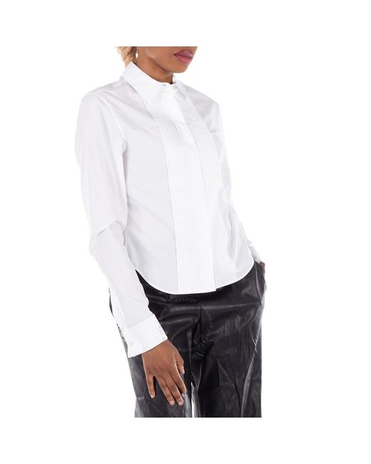 Loewe White Front Button Pleated Cotton Shirt, Brand Size 38