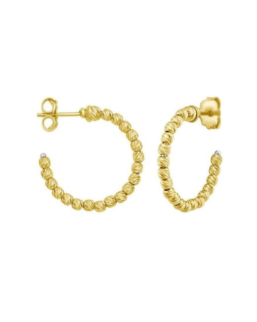 Tresorra Metallic 14K Bead Hoop Earrings