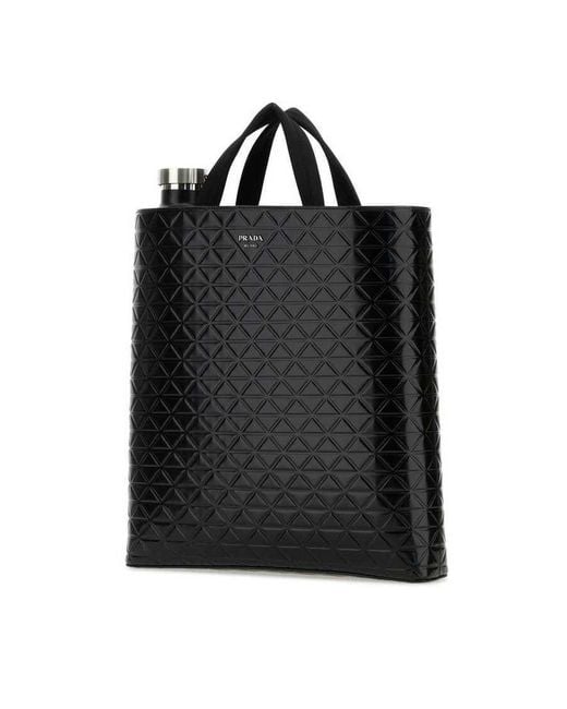 Prada Black Leather Shopping Bag Nero Vitello Borse A Mano for men