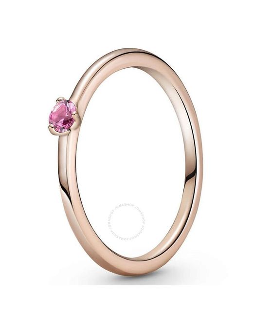 Pandora Metallic Rose Gold-plated Pink Cz Solitaire Ring, Size