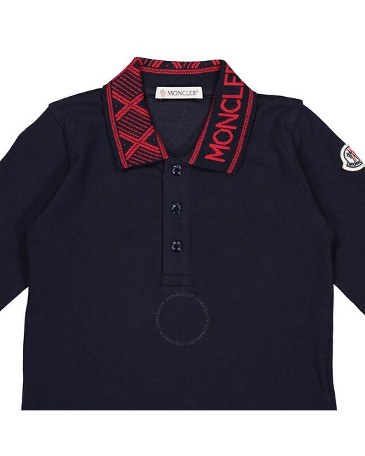 Moncler Blue Boys Navy Manica Long-sleeved Polo Shirt for men