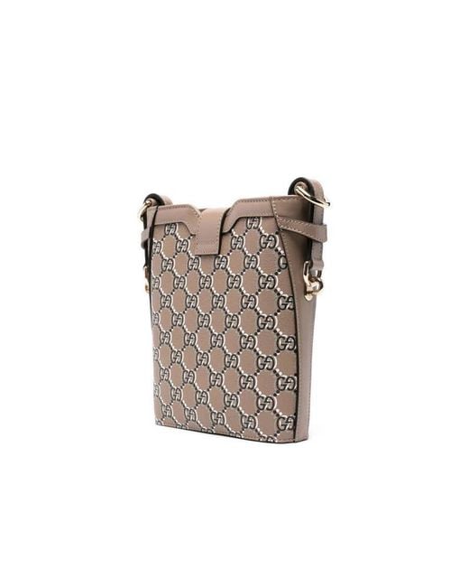 Gucci Brown Gg Shadow Mini Bucket Bag Shoulder