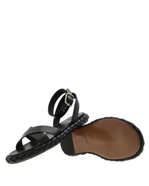 Chloé Black Braided Leather Pip Sandals, Brand Size 35 Us
