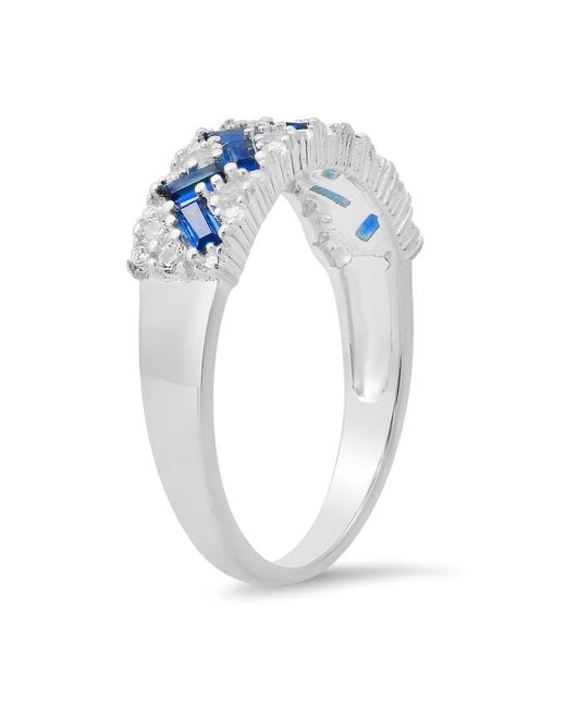 Kylie Harper Blue Sterling Sapphire Baguette-Cut Band Ring