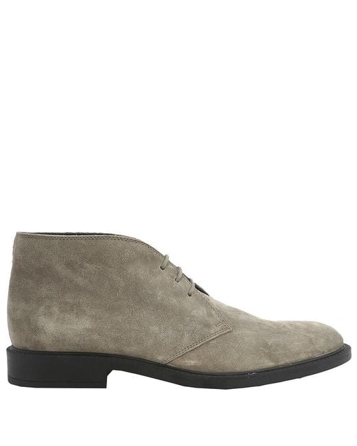 Tod's Gray Peat Suede Desert Boots for men