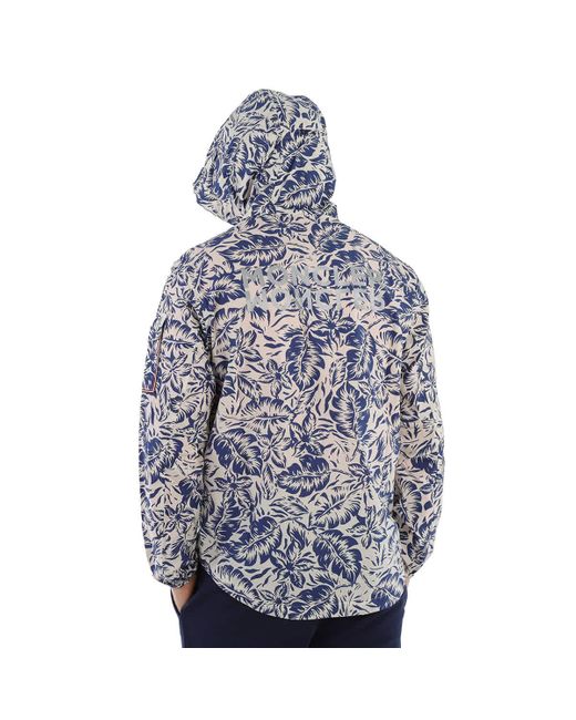 Moncler Blue Ebizo Floral Cotton Hooded Jacket for men