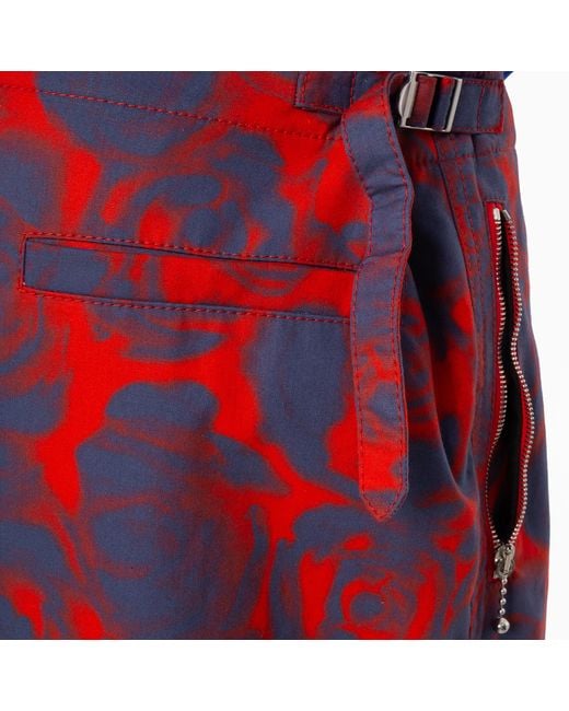 Burberry Red Rose Print Cotton Trousers for men