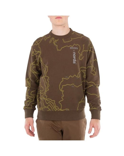 Zegna Brown Ermenegildo All-Over Print Cotton Sweatshirt for men