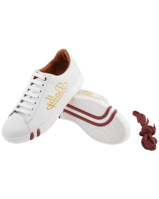 Bally White Wiera Leather Low-Top Sneakers