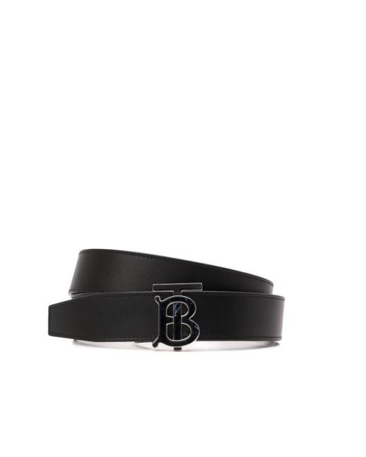 Burberry Black Leather Reversible Monogram Buckle Belt for men