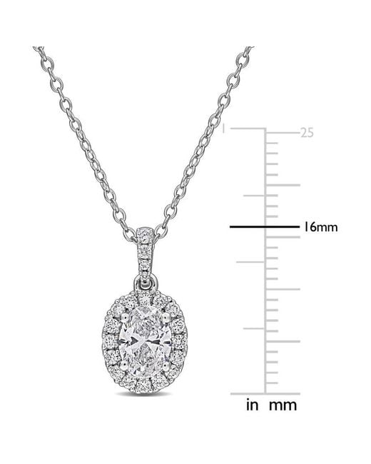Created Forever Metallic 1Ct Tgw Oval And Round-Cut Lab Grown Diamond Halo Pendant With Chain